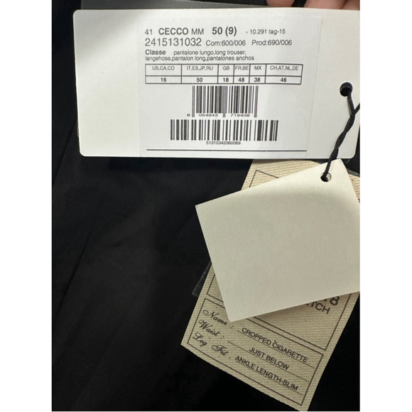 NWT Weekend MaxMara Cropped Cigarette Pants Size 14 IT 48 Black High Rise - Picture 4 of 7